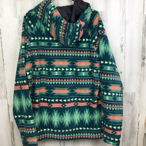 Massive Outdoor Fleece Hoodie Aztec All Over Print Southwest Design Boho Cozy XL - Picture 3 of 6